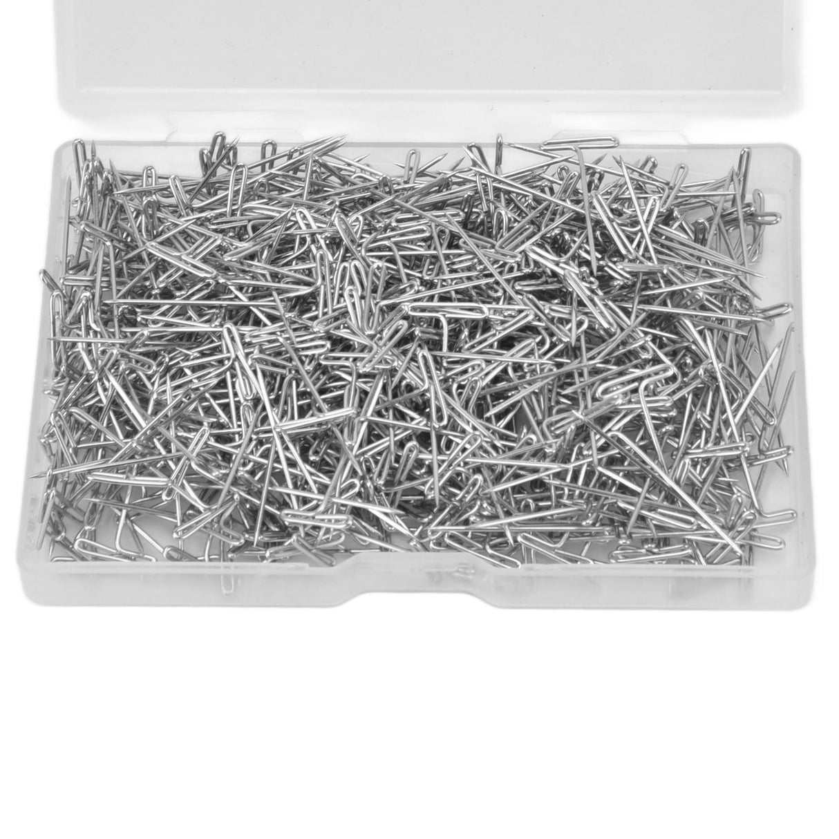 500pcs Stainless Steel T Pins 27mm/1.06in Wig T Pins T Shaped Needles with Plastic Box for Sewing Modelling