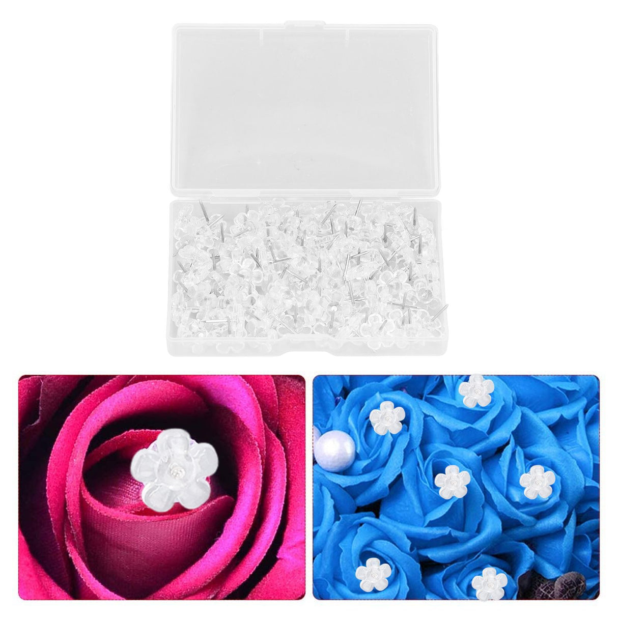 100 Pcs Corsage Pins Transparent White Plastic Flower Head Positioning Pins Corsage Pins Handicraft Decoration