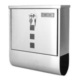 Mail Box European Style Narrow Slot Stainless Steel Hanging Locking Mailbox for Outside Garden - Rear View