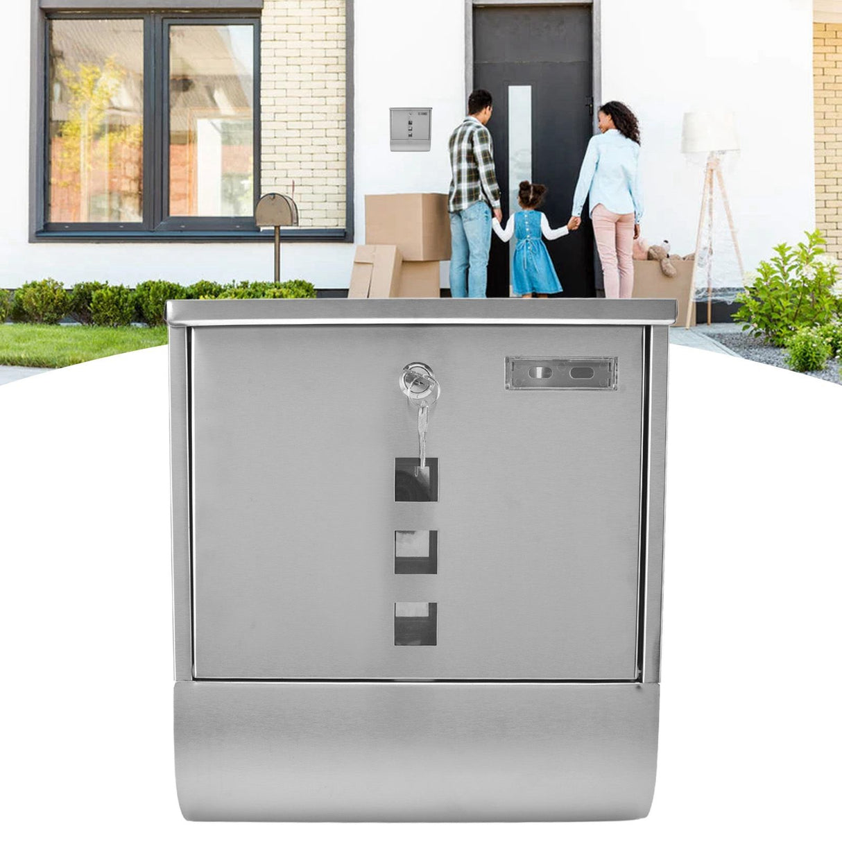Mail Box European Style Narrow Slot Stainless Steel Hanging Locking Mailbox for Outside Garden