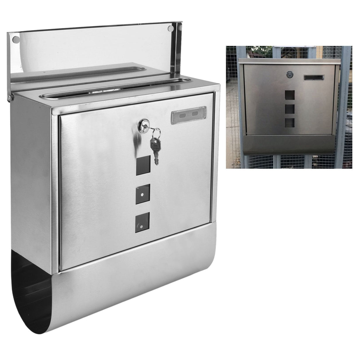 Mail Box European Style Narrow Slot Stainless Steel Hanging Locking Mailbox for Outside Garden