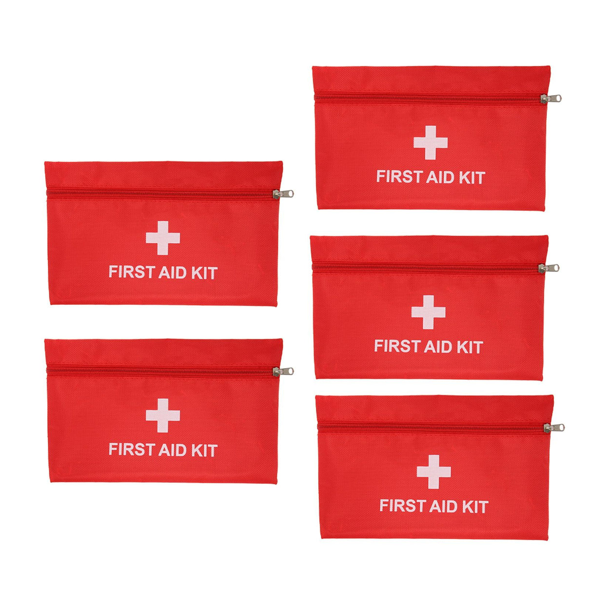 5Pcs/Set Potable Medicine Bag Empty Aid Case Rescue Pouch Waterproof Nylon Red for Home Outdoor Travel Large 25x16cm/9.84x6.3in