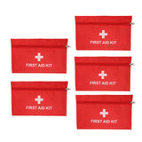 5Pcs/Set Potable Medicine Bag Empty Aid Case Rescue Pouch Waterproof Nylon Red for Home Outdoor Travel Large 25x16cm/9.84x6.3in - Front View