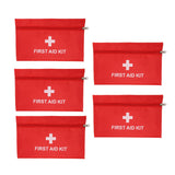 5Pcs/Set Potable Medicine Bag Empty Aid Case Rescue Pouch Waterproof Nylon Red for Home Outdoor Travel Large 25x16cm/9.84x6.3in - Top-Down View