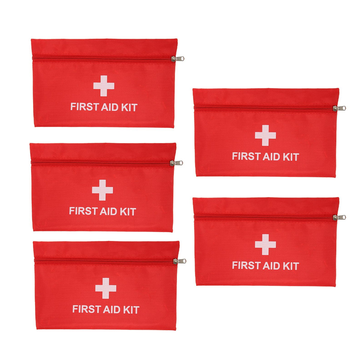 5Pcs/Set Potable Medicine Bag Empty Aid Case Rescue Pouch Waterproof Nylon Red for Home Outdoor Travel Small 20x14cm/7.87x5.51in