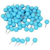 100Pcs Push Pins Map Tacks Steel Plastic Decorative Marking Pins for Cork Boards 9.5x20mm Blue - Side View