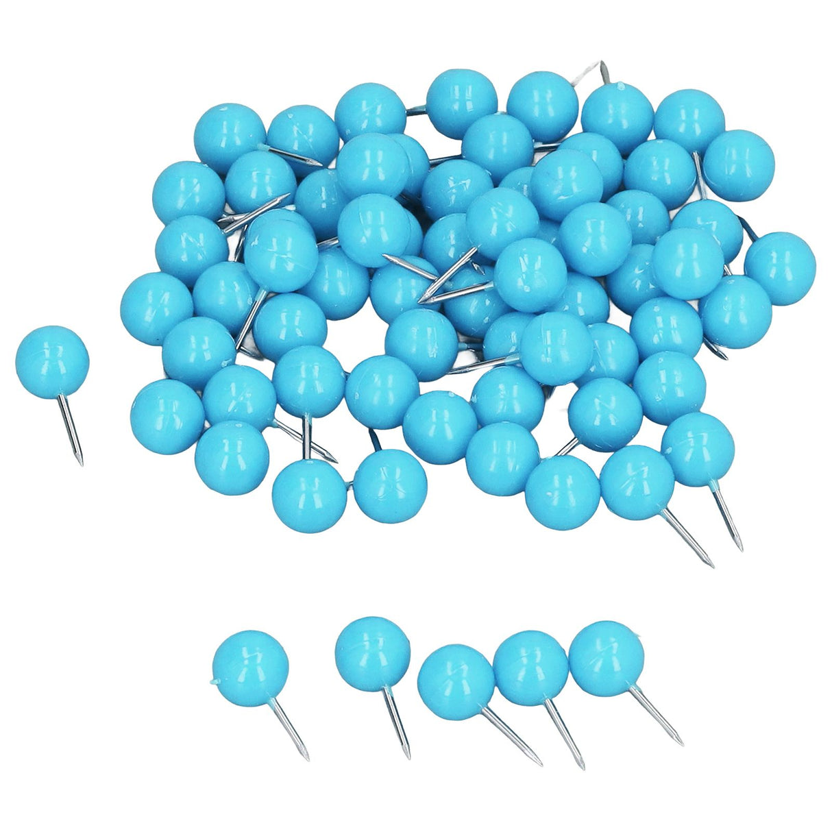100Pcs Push Pins Map Tacks Steel Plastic Decorative Marking Pins for Cork Boards 9.5x20mm Blue