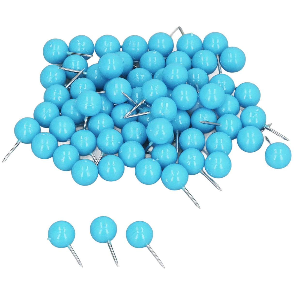 100Pcs Push Pins Map Tacks Steel Plastic Decorative Marking Pins for Cork Boards 9.5x20mm Blue