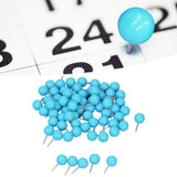 100Pcs Push Pins Map Tacks Steel Plastic Decorative Marking Pins for Cork Boards 9.5x20mm Blue