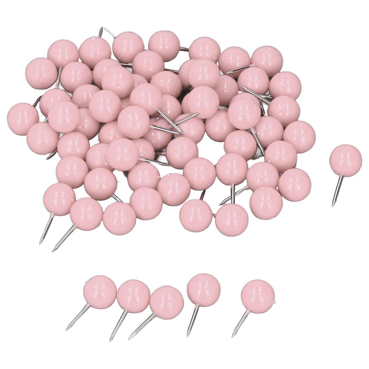 100Pcs Push Pins Map Tacks Steel Plastic Decorative Marking Pins for Cork Boards 9.5x20mm Pink