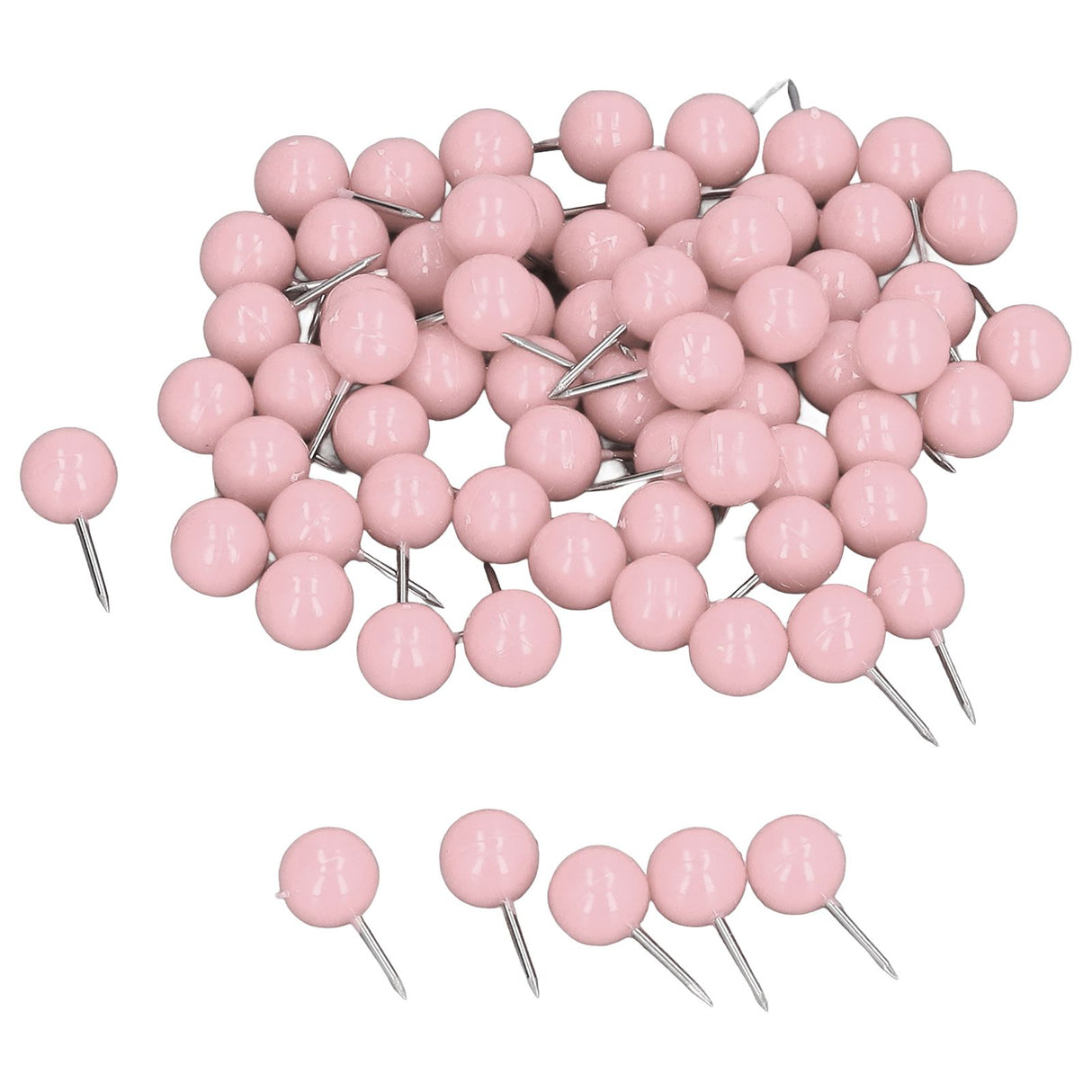 100Pcs Push Pins Map Tacks Steel Plastic Decorative Marking Pins for Cork Boards 9.5x20mm Pink