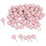 100Pcs Push Pins Map Tacks Steel Plastic Decorative Marking Pins for Cork Boards 9.5x20mm Pink - Top-Down View