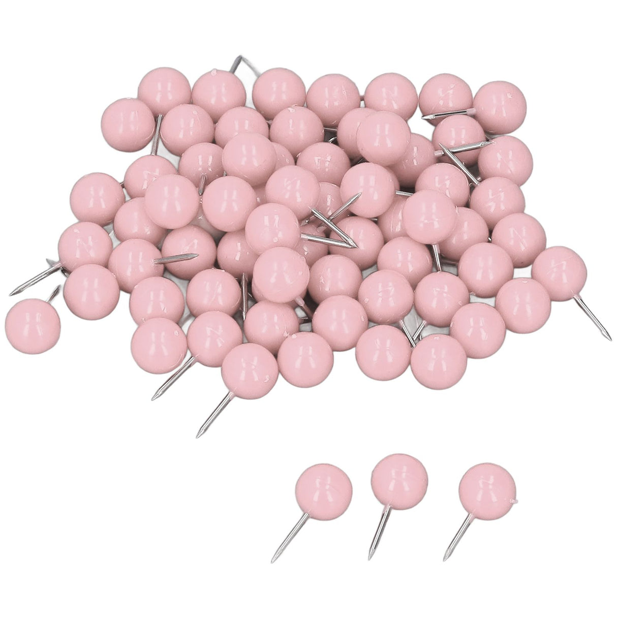 100Pcs Push Pins Map Tacks Steel Plastic Decorative Marking Pins for Cork Boards 9.5x20mm Pink