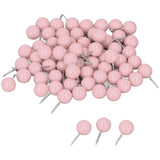 100Pcs Push Pins Map Tacks Steel Plastic Decorative Marking Pins for Cork Boards 9.5x20mm Pink - 45-Degree Angle