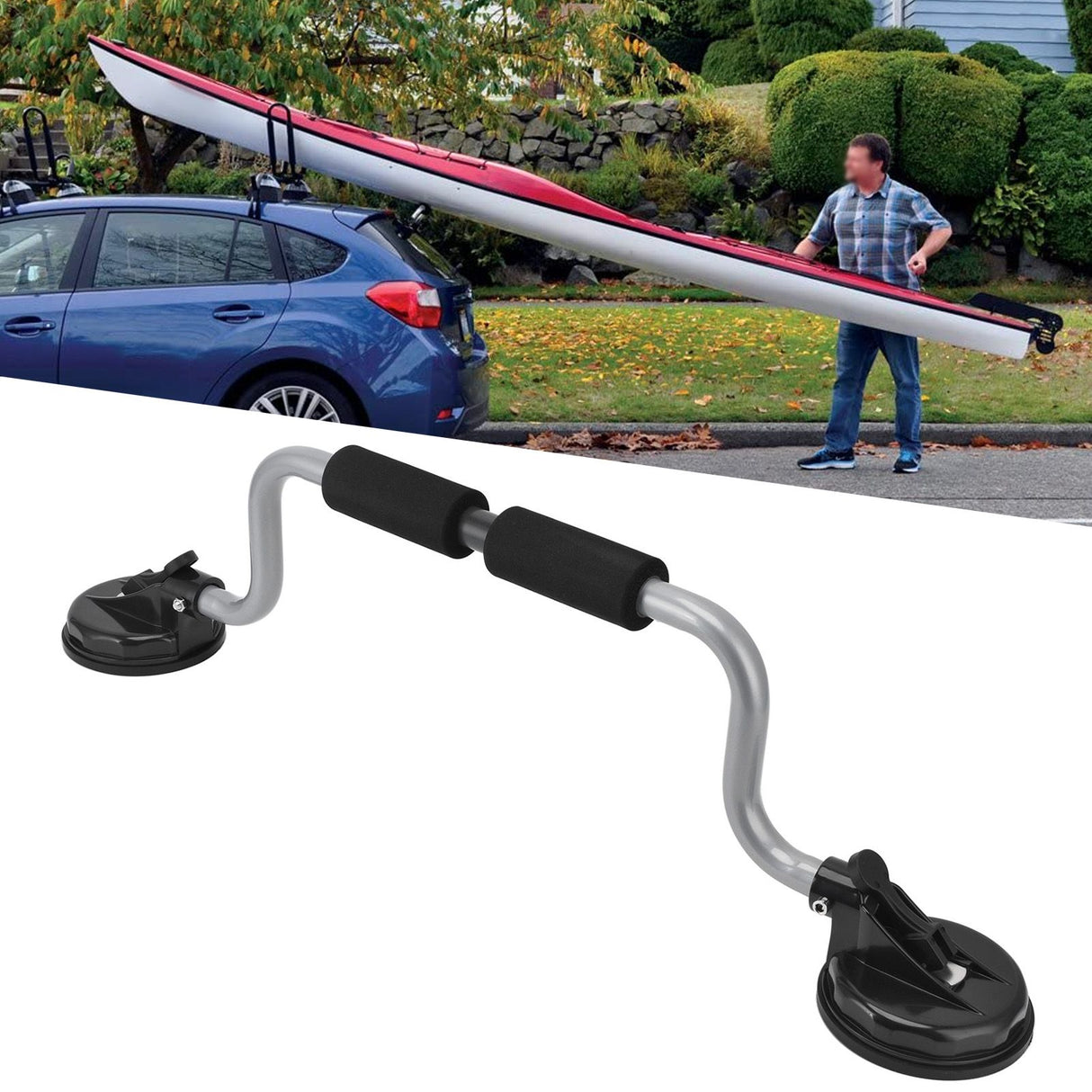 Kayak Roller Quick Easy Smart Two Adjustable Angles Kayak Canoe Assist Powerful Suction Cup Holder for Vehicles Silver