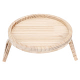 Clip On Tray Natural Bamboo 9.8in Round Home Couch Sofa Armrest Clip Tray Table for Snack Coffee Tee Remote Control 25cm/9.8in