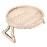 Clip On Tray Natural Bamboo 9.8in Round Home Couch Sofa Armrest Clip Tray Table for Snack Coffee Tee Remote Control 25cm/9.8in - 45-Degree Angle