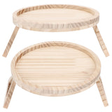 Clip On Tray Natural Bamboo 9.8in Round Home Couch Sofa Armrest Clip Tray Table for Snack Coffee Tee Remote Control 25cm/9.8in - Low Angle