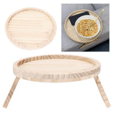 Clip On Tray Natural Bamboo 9.8in Round Home Couch Sofa Armrest Clip Tray Table for Snack Coffee Tee Remote Control 25cm/9.8in