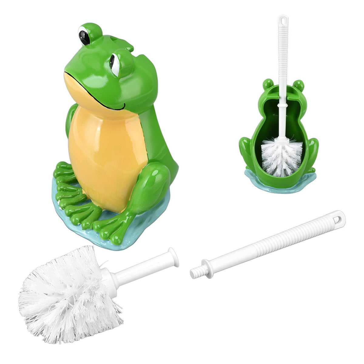 Frog Shape Toilet Brush Creative Bathroom Cleaning Brush with Holder Bowl Standing Toilet Brush Set