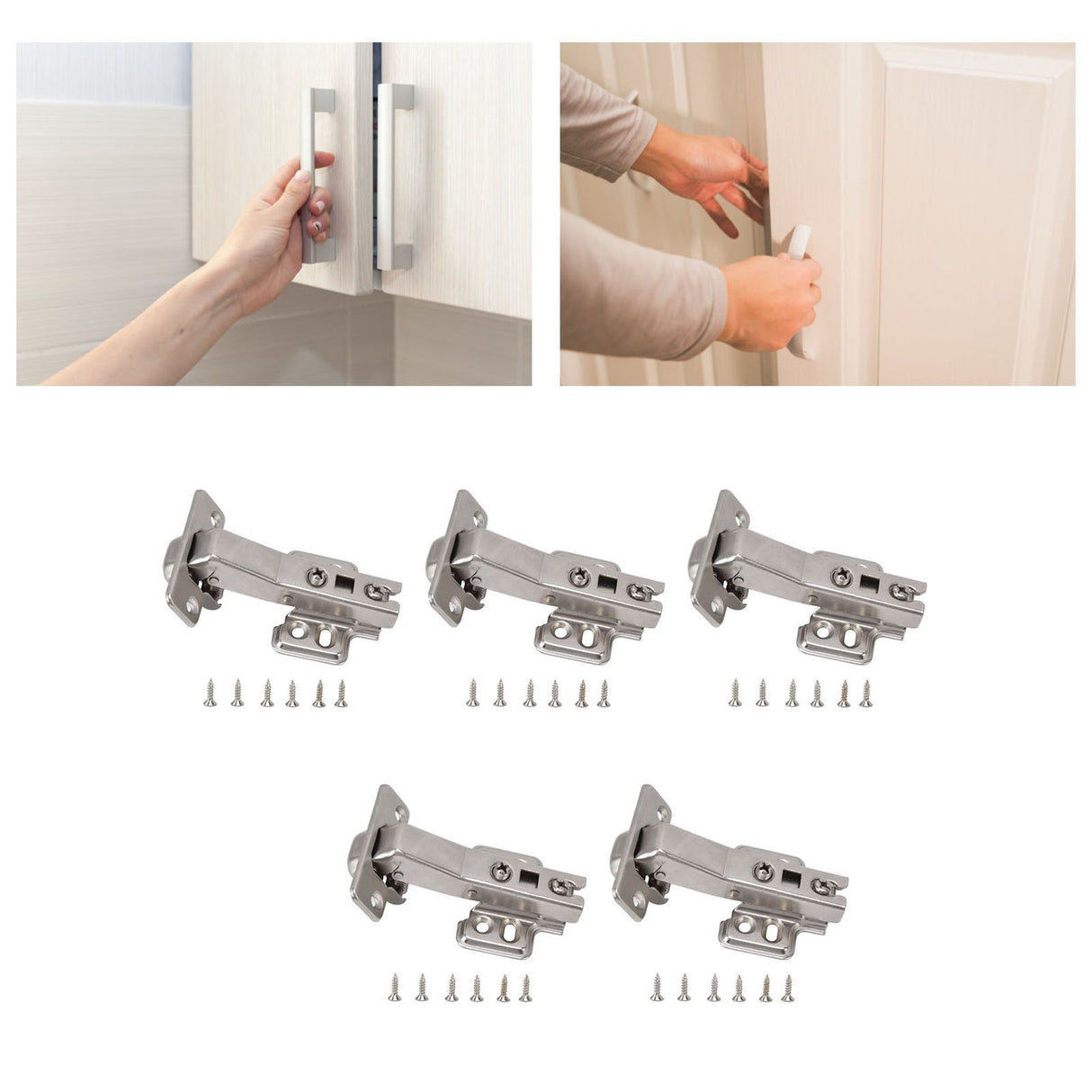 5Pcs Hydraulic Buffer Hinge Reduce Noise Closing Speed Anti Rust Cabinet Door Butt Hinge for Home Wardrobes Bookcases Type A