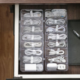 Desktop Data Cable Storage Box See Through Charge Cable Organizer Box Electronic Accessories Case 8 Grid Basic - Front View