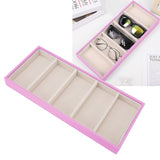 5 Grid Glasses Case Multifunction Space Saving 5 Slot Sunglasses Holder Storage Box Pink