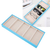 5 Grid Glasses Case Multifunction Space Saving 5 Slot Sunglasses Holder Storage Box Light Blue