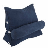 Large Backrest 60x22x50cm Triangular Design Detachable Soft Comfortable Reading Pillow Backrest for Home Sofa Bed Dark Blue 60x22x50cm - Front View