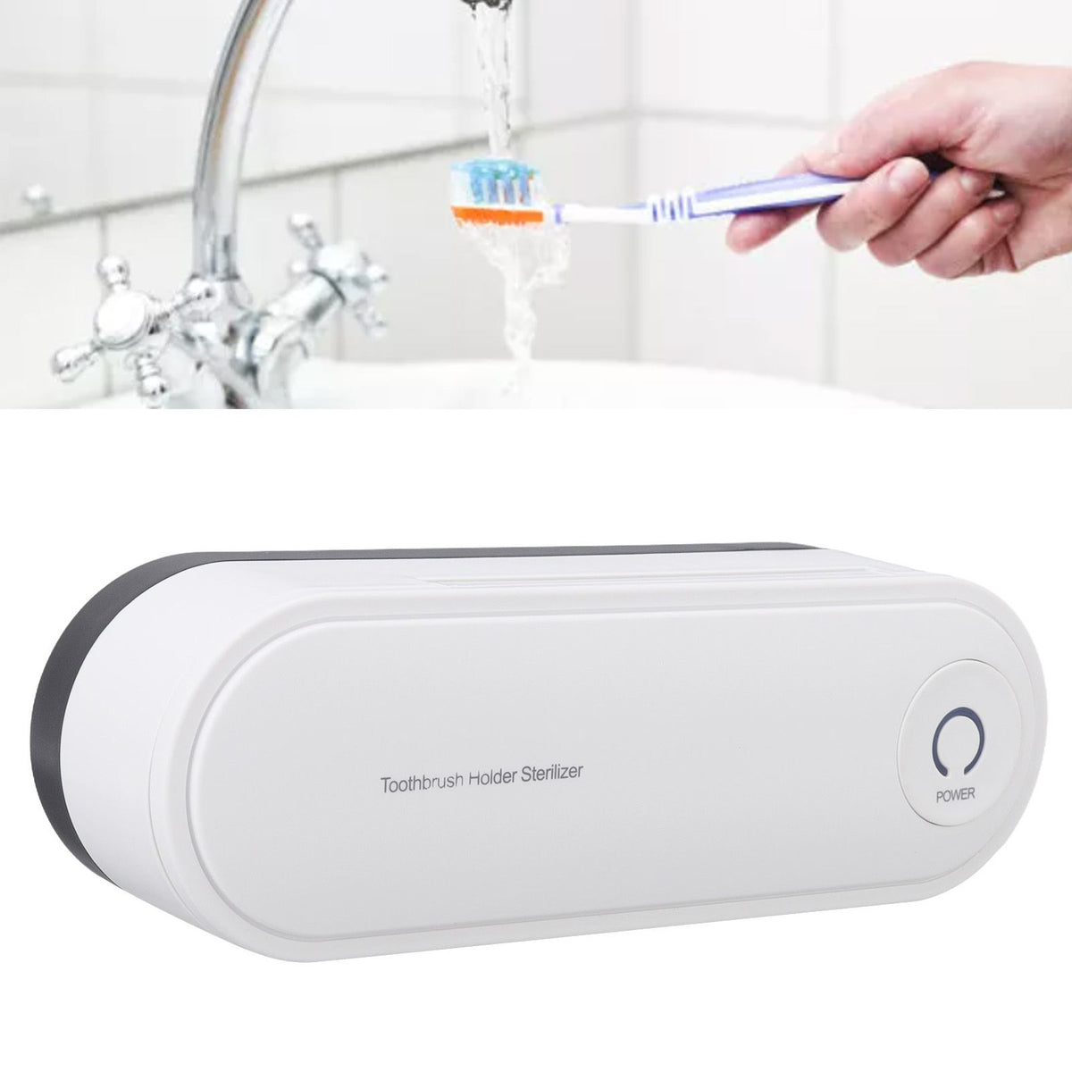 UV Toothbrush Sanitizer Sterilization Drying Battery Powered Toothbrush Sterilizer with Charging Cable for Household Rechargeable Sterilization Disinfection