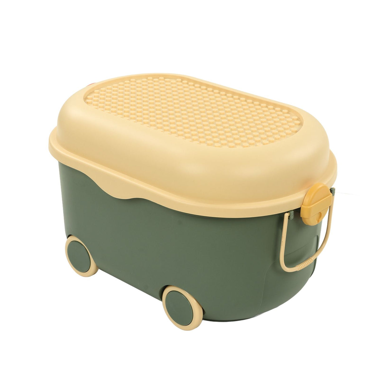 Toy Storage Box Multi Purpose Cute Duck Cover Plastic Clothes Organize Box with Wheel for Children Green (Large)