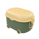 Toy Storage Box Multi Purpose Cute Duck Cover Plastic Clothes Organize Box with Wheel for Children Green (Large) - Close-Up Angle