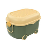 Toy Storage Box Multi Purpose Cute Duck Cover Plastic Clothes Organize Box with Wheel for Children Green (Large)
