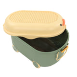 Toy Storage Box Multi Purpose Cute Duck Cover Plastic Clothes Organize Box with Wheel for Children Green (Large)