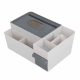 Tissue Box Cover Multipurpose Stylish Decorative Facial Tissue Holder for Kitchen Dining Room Bathroom Desk Light Grey with Dark Grey - 45-Degree Angle