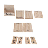 Wooden Perpetual Date Desk Calendar Manual Reusable Retro Beautiful Desktop Calendar Wood Block Calendar - Top-Down View