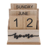 Wooden Perpetual Date Desk Calendar Manual Reusable Retro Beautiful Desktop Calendar Wood Block Calendar