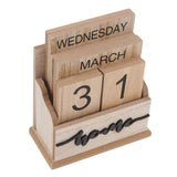 Wooden Perpetual Date Desk Calendar Manual Reusable Retro Beautiful Desktop Calendar Wood Block Calendar - Rear View