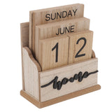 Wooden Perpetual Date Desk Calendar Manual Reusable Retro Beautiful Desktop Calendar Wood Block Calendar