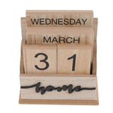 Wooden Perpetual Date Desk Calendar Manual Reusable Retro Beautiful Desktop Calendar Wood Block Calendar - Low Angle