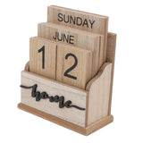 Wooden Perpetual Date Desk Calendar Manual Reusable Retro Beautiful Desktop Calendar Wood Block Calendar - Extra Image