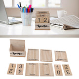 Wooden Perpetual Date Desk Calendar Manual Reusable Retro Beautiful Desktop Calendar Wood Block Calendar - Extra Image