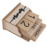 Wooden Perpetual Date Desk Calendar Manual Reusable Retro Beautiful Desktop Calendar Wood Block Calendar - Extra Image