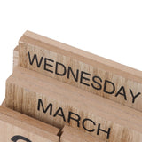 Wooden Perpetual Date Desk Calendar Manual Reusable Retro Beautiful Desktop Calendar Wood Block Calendar - Extra Image