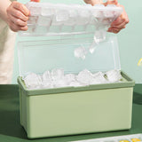3 Layer Ice Cube Tray Large Capacity Easy Demoulding Pull Out Ice Cube Bin with Ice Shovel Lid for Yogurt Wine Summer 3 Layer Pull Out Ice Box Ice Shovel (Green)