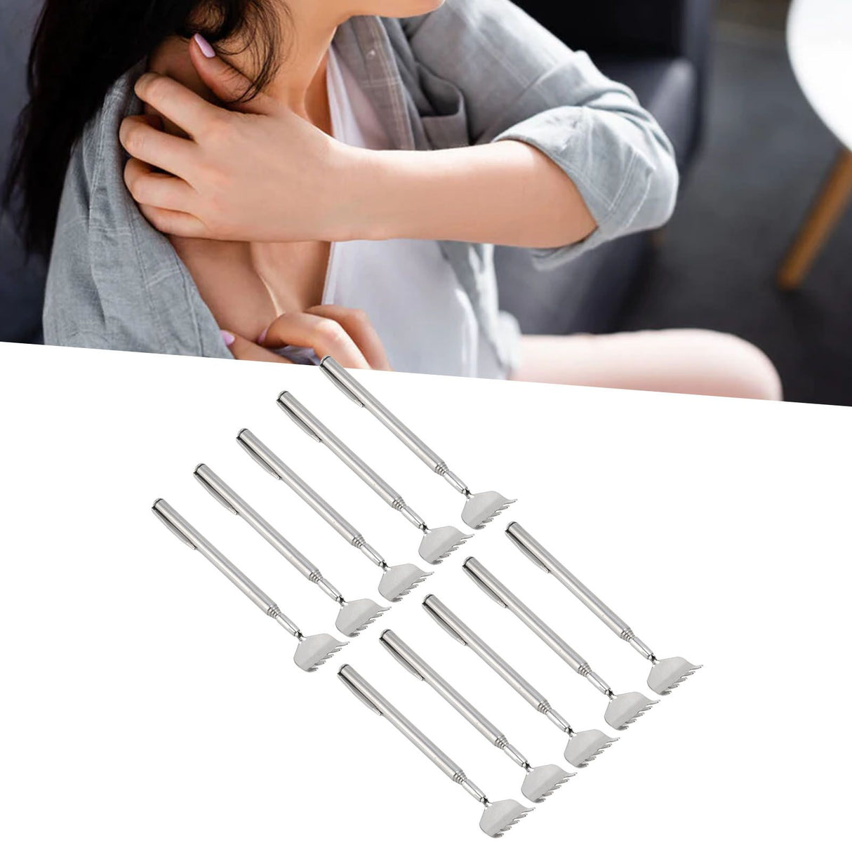 10pcs Back Scratcher Extendable Mini Portable Foldable Back Scratcher Telescoping with Pocket Clip for Relieve Itching
