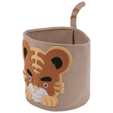 Cotton Laundry Hamper Thickened Cartoon Animal Children's Toys Household Debris Dirty Clothes Storage Bucket 30x27cm Tiger - Front View