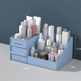 Makeup Storage Case Plastic Cosmetic Drawer Storage Box Multifunctional Storage Drawers for Bathroom Counter Blue 26.5x16x12cm / 10.4x6.3x4.7in - Front View