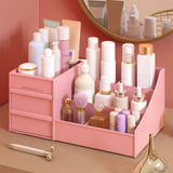 Makeup Storage Case Plastic Cosmetic Drawer Storage Box Multifunctional Storage Drawers for Bathroom Counter Pink 26.5x16x12cm / 10.4x6.3x4.7in