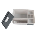Tissue Box Holder Multi Functional Creativity Tissue Box Cover Coffee Table Paper Remote Control Storage Box for Home Light Grey with Dark Grey